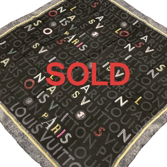 LOUIS VUITTON Black Gray Multi Scarf 237-042425 - Picture 1 of 5